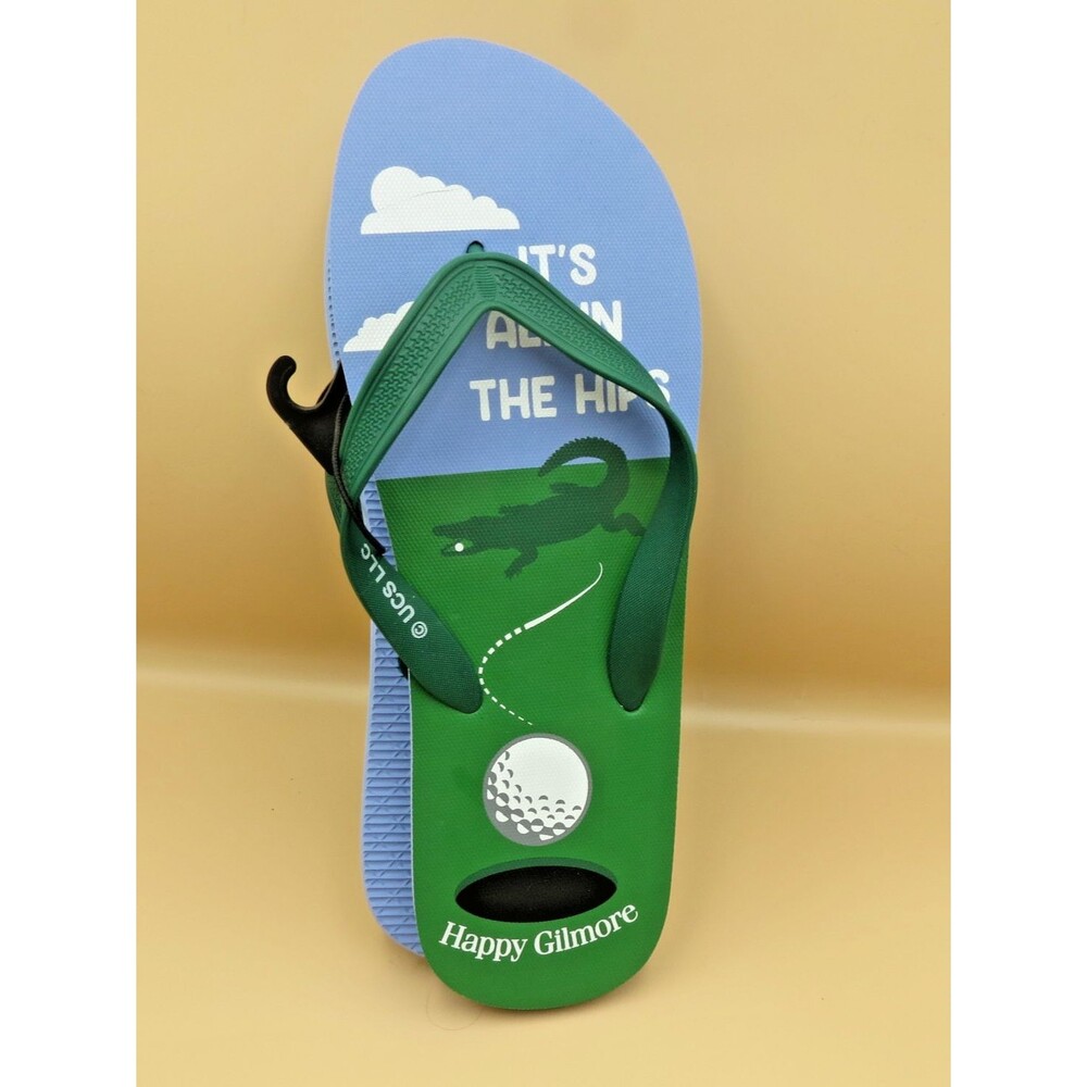 Bioworld Men's Happy Gilmore Golf Themed Flip Flops Size 11  "It's in The Hips"